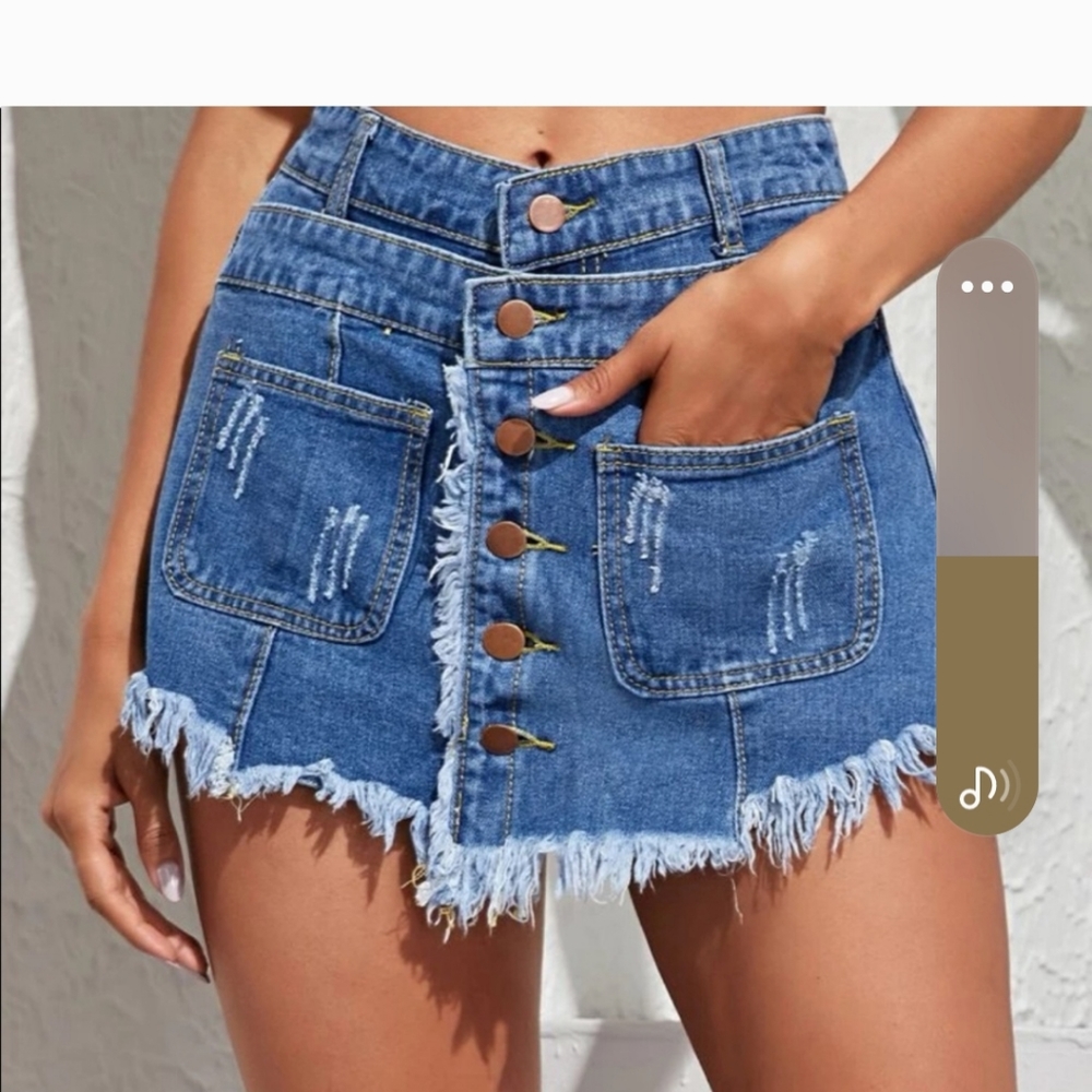 Denim Fray mini scort shorts